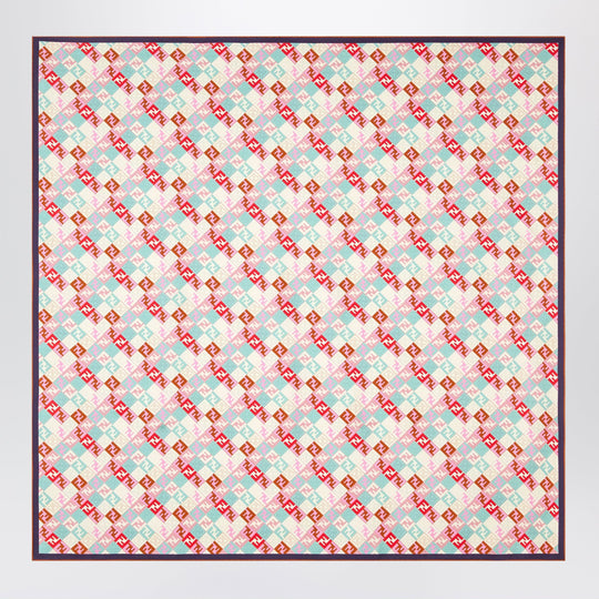 Green Multicolour Silk Foulard With Ff Logo