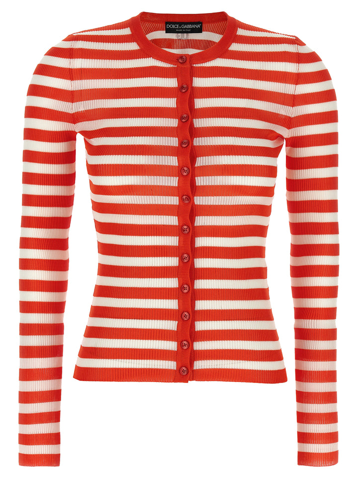 Dolce & Gabbana Striped Viscose Cardigan Sweaters and Cardigans - Orange | bc516cb7e47302d760b5acdbed7225db7d7848fc