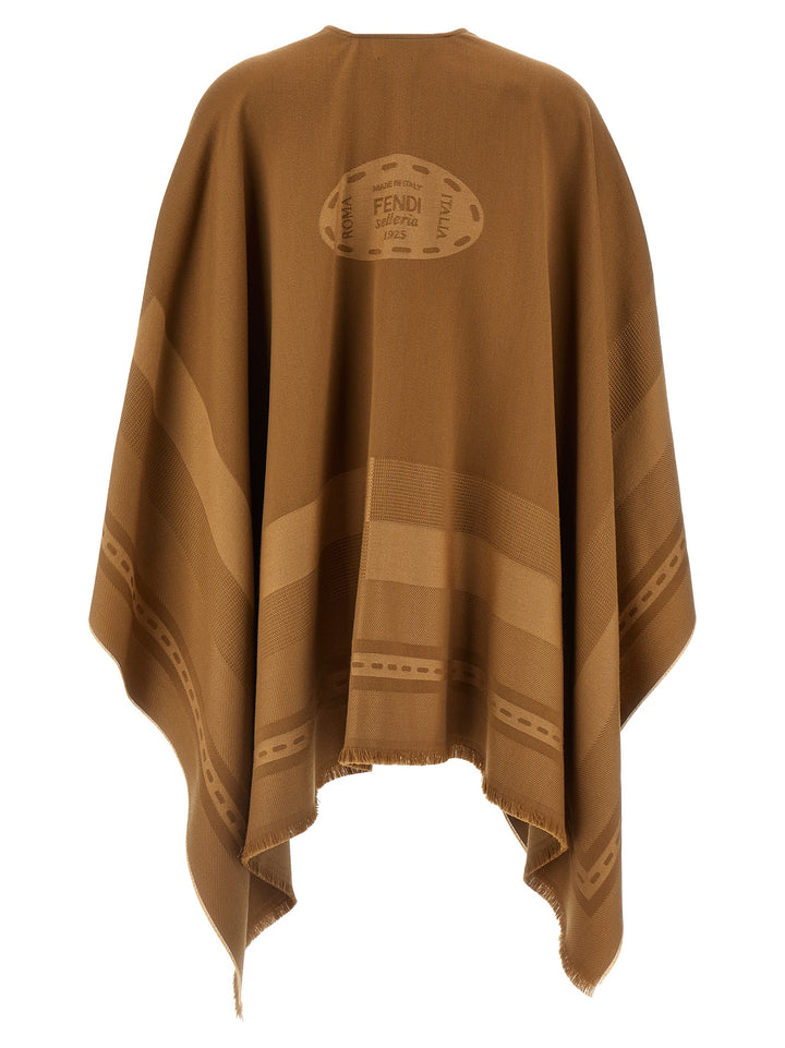 Fendi Jacquard Poncho Capes - Brown | abff000b088f9002d480ecf85e030e466354ca05