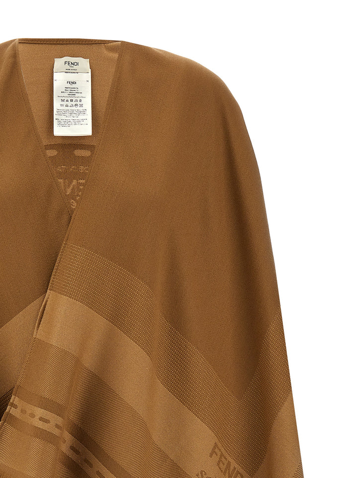 Fendi Jacquard Poncho Capes - Brown | 16d6a3f5eced1e3509c6afb4b8de70ccf9492131