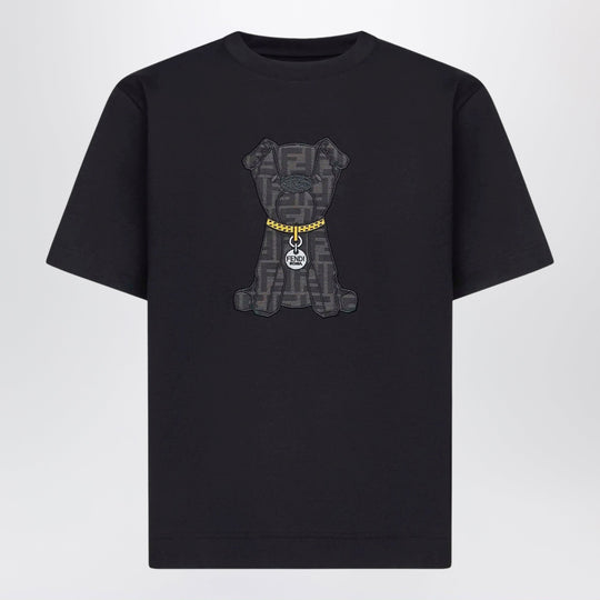 Black Cotton T-Shirt With Patch