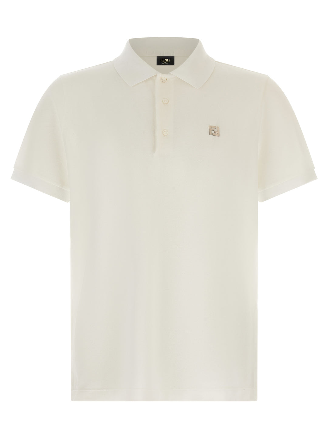 Fendi Ff Metallic Logo  Shirt Polo - White | f0a5135ed519a046d15488ae49e66909695f69f0