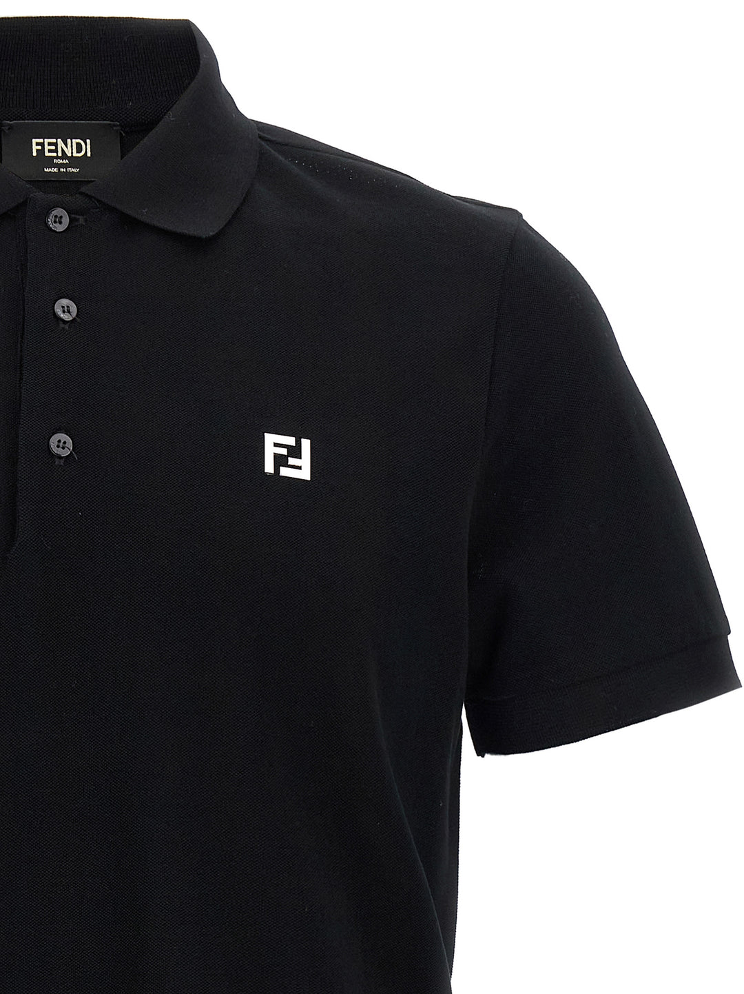 Fendi Ff Metallic Logo  Shirt Polo - Black | a668b25cc27bf3c938485de247c6fdcff51d3902