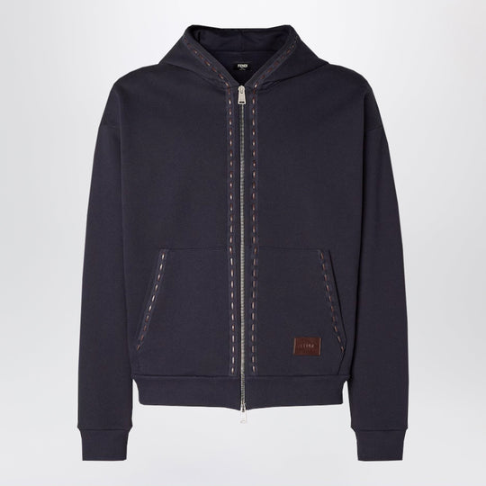 Navy Blue Cotton Zip-Up Hoodie