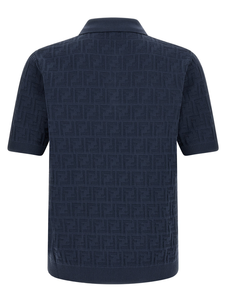 Fendi Ff Cotton  Shirt Polo - Blue | 62399c13f6e8731a7aaa6b4094cd2210f48aedfa