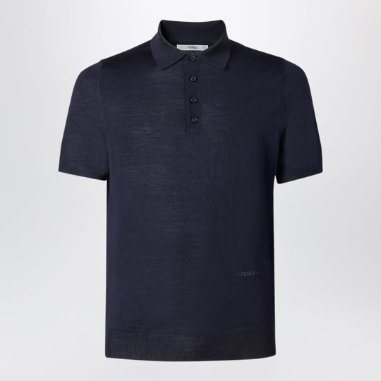 Navy Blue Wool Polo Shirt