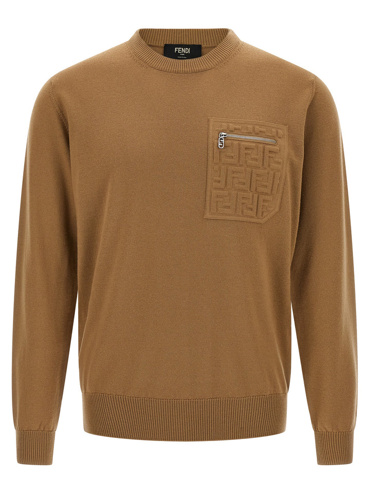 Fendi Ff Pocket Sweater Sweaters and Cardigans - Beige | 00149747f1d4f71714692198d434fc0980fb262d