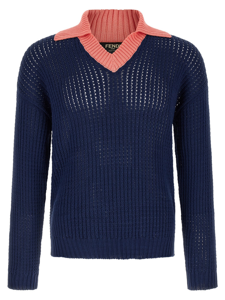 Fendi Cablé Braided Sweater Sweaters and Cardigans - Blue | 2ece303c068672407133b0f2558d9aa194b7f216