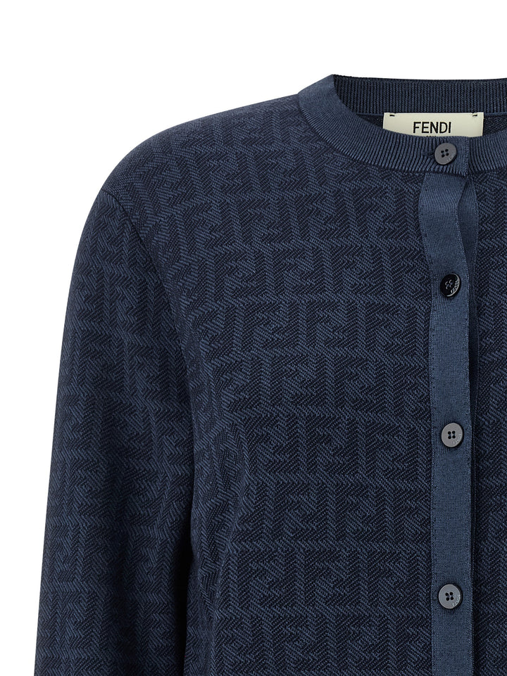 Fendi Ff Wool Cardigan Sweaters and Cardigans - Blue | eaaf6ef92ebfee2daf22043fd40f781deed4b625