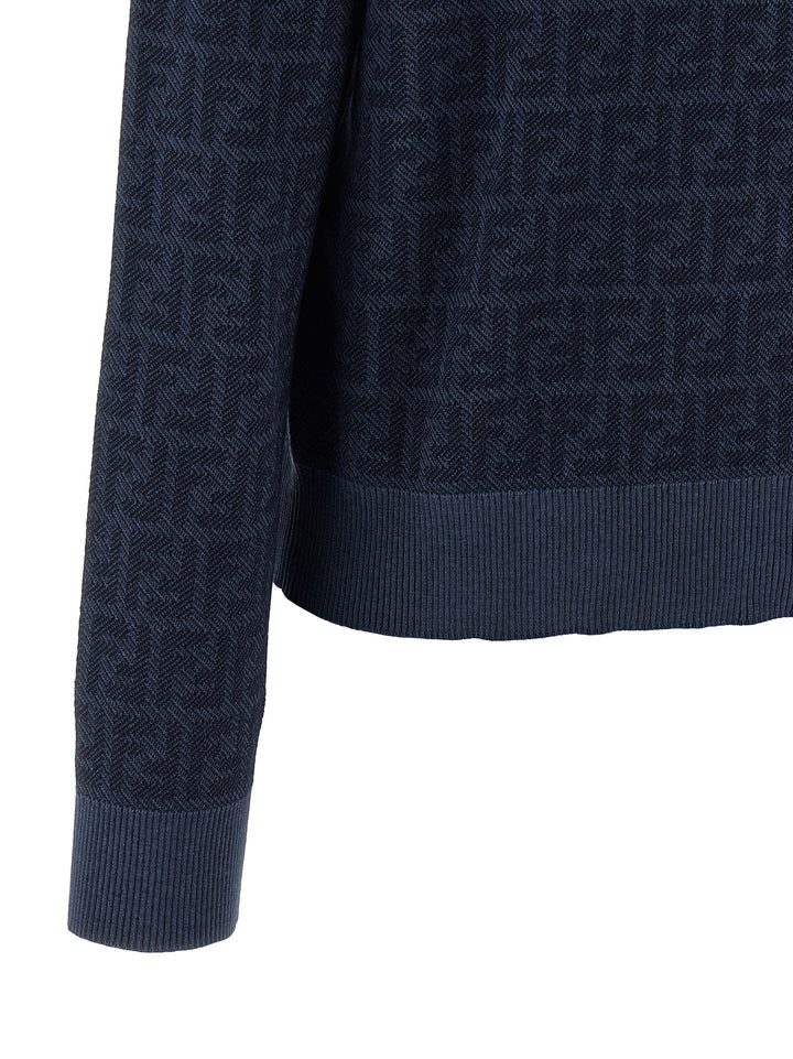 Fendi Ff Wool Cardigan Sweaters and Cardigans - Blue | f78ab98c5797aff29f97cb1b627484e55bc9ae2b
