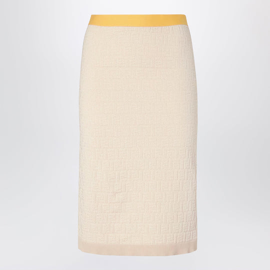 Light Beige Cotton And Silk Skirt
