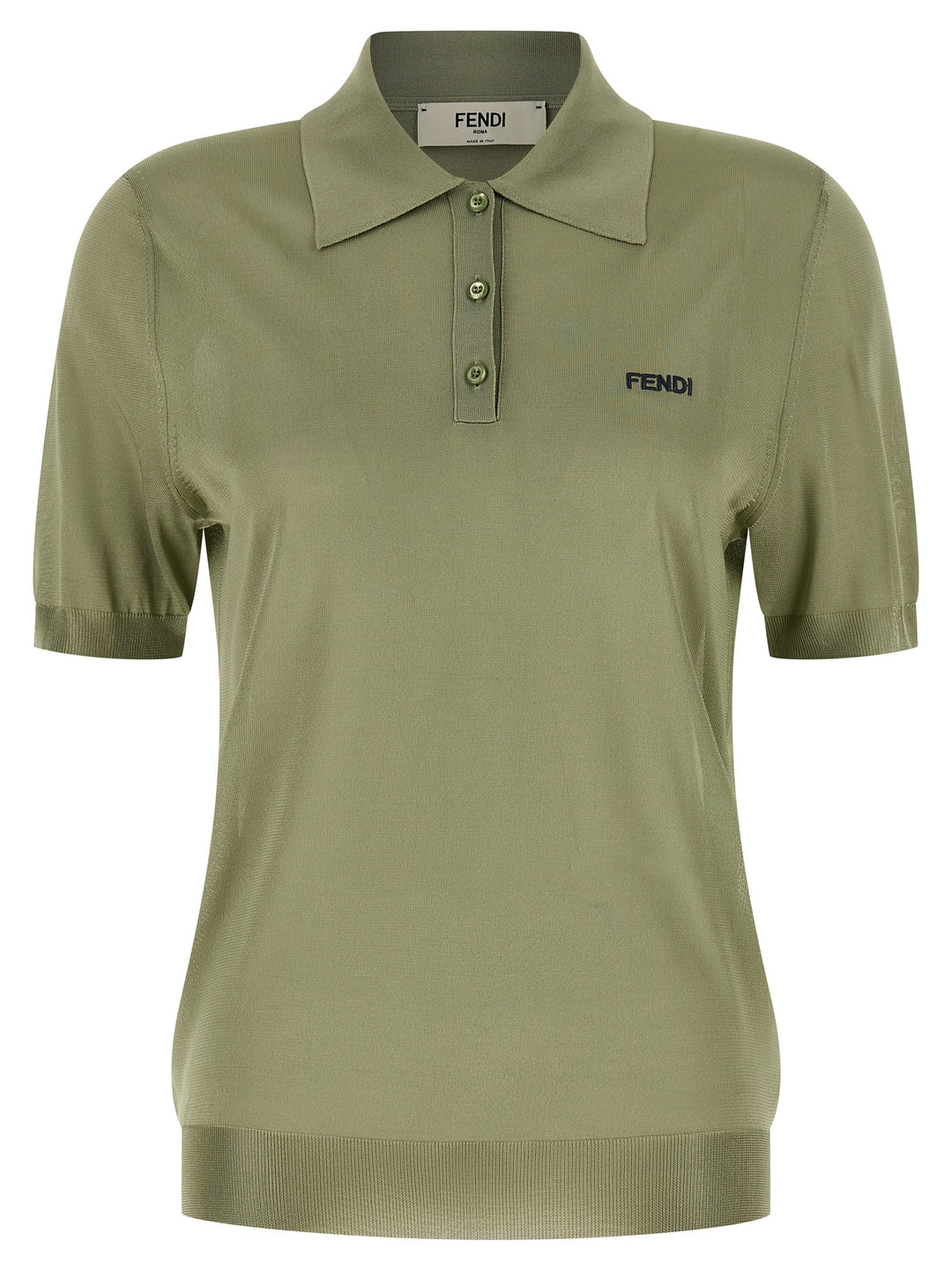 Fendi Shiny Viscose Shirt Polo - Green | 1e1093066fad26ca19381236dd84a979742f7cf1