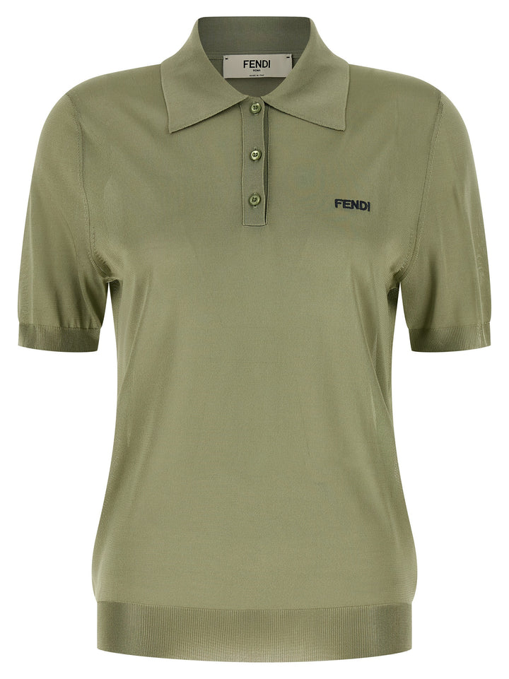 Fendi Shiny Viscose  Shirt Polo - Green | 1e1093066fad26ca19381236dd84a979742f7cf1