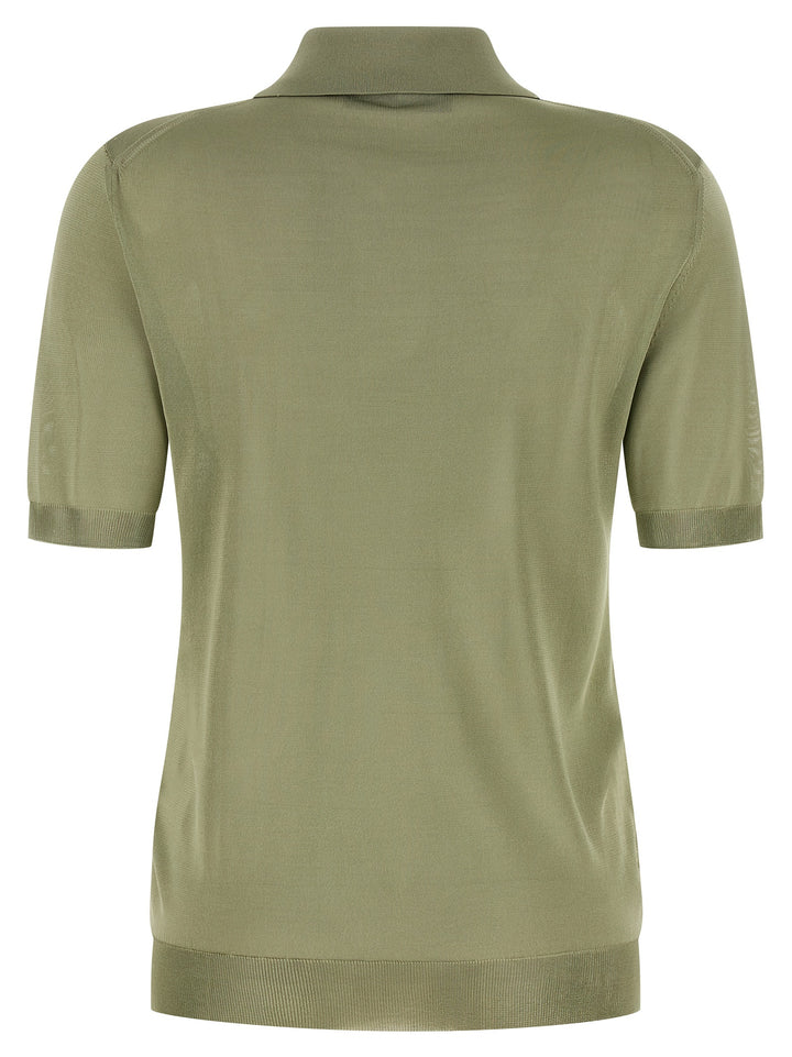 Fendi Shiny Viscose  Shirt Polo - Green | 9055256e62c06c6e57729c901956b650a778660c