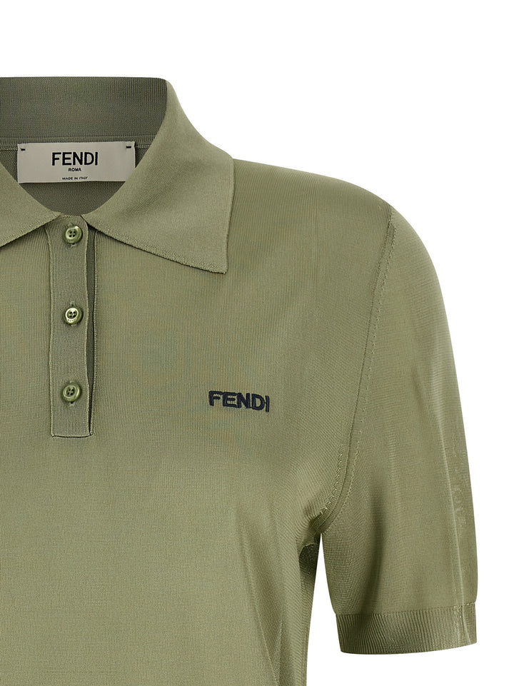 Fendi Shiny Viscose  Shirt Polo - Green | 768235c16e47d615d5254245325e58e456357a98