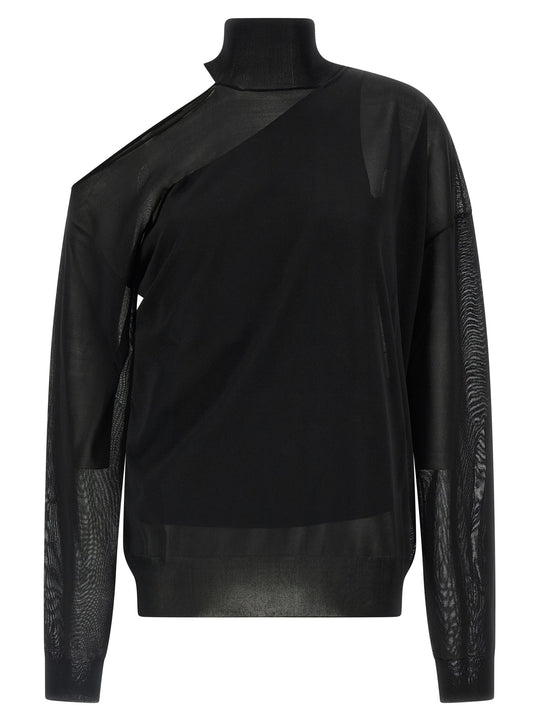 Double Knit Top Sweaters And Cardigans Black
