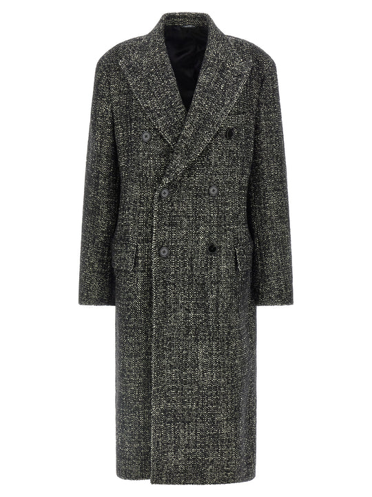 Bouclé Wool Coat Coats And Trench Coats White/Black