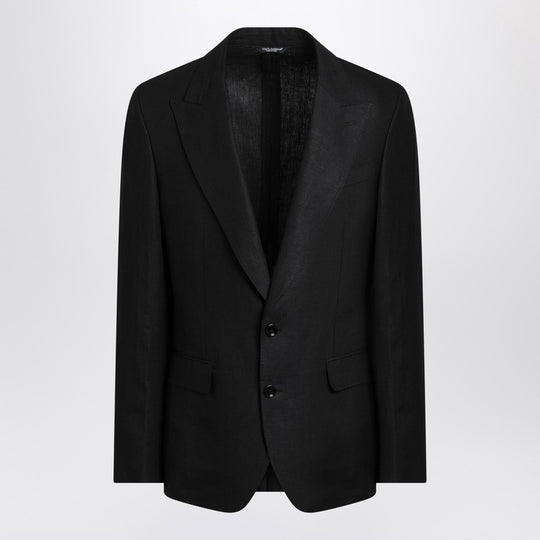 Black Single-Breasted Linen Jacket