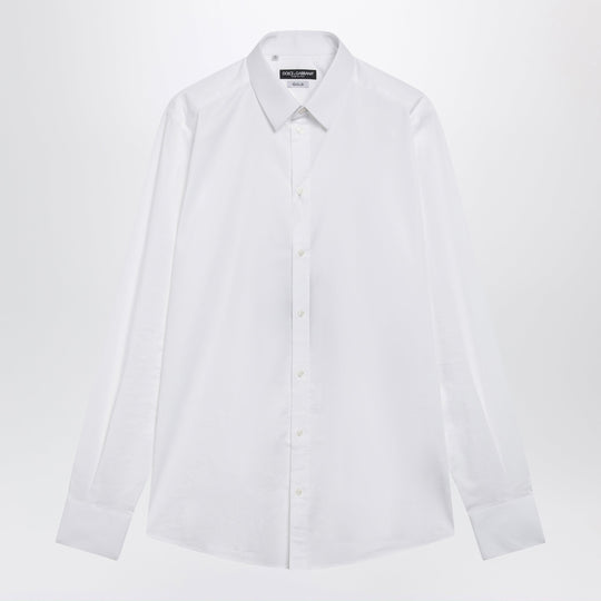 Gold Fit Stretch Poplin Shirt In Optical White