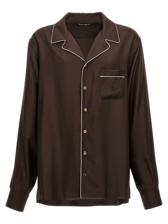Logo Embroidery Shirt Shirt And Blouse Brown