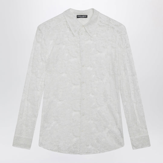 Martini Floral Lace Shirt In Natural White