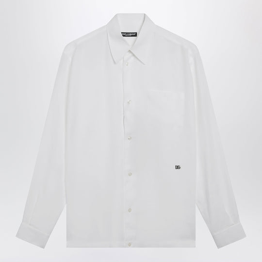 Hawaii-Fit Linen Shirt With Dg Hardware, Optic White