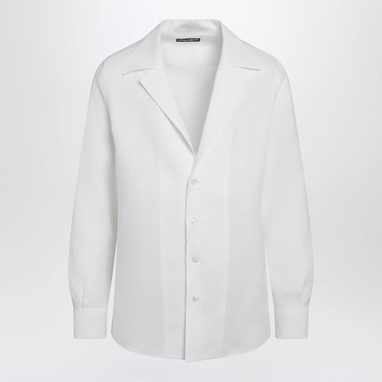 Long-Sleeve V-Neck Linen Shirt In Optical White
