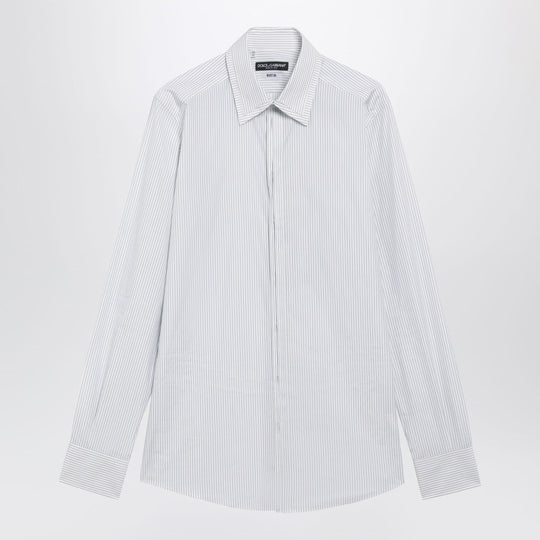White Double-Collar Striped Shirt