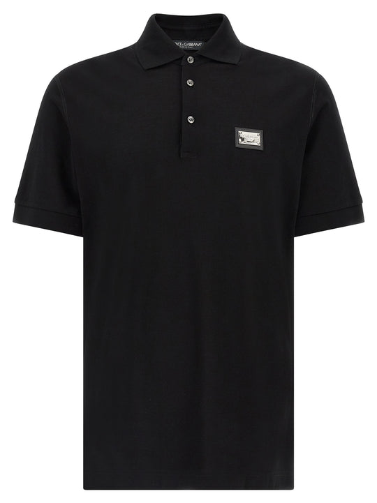 Logo Plate Shirt Polo Black