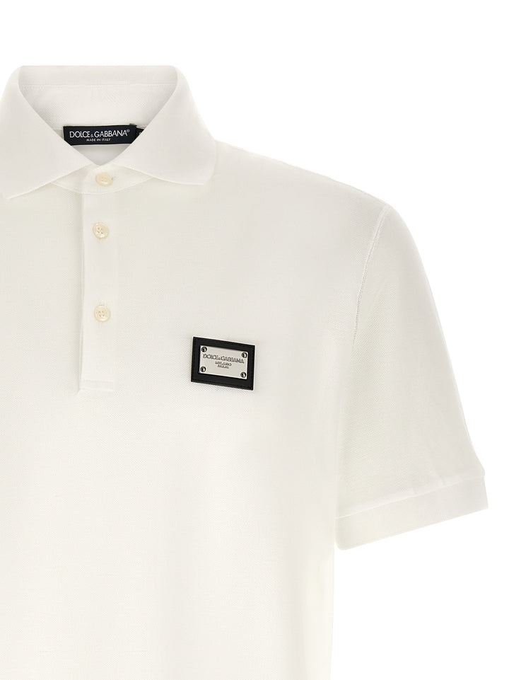 Dolce & Gabbana Logo Plate  Shirt Polo - White | 5b2ebb8e38e18d4c9b3393d16eee2f7418bcdb17