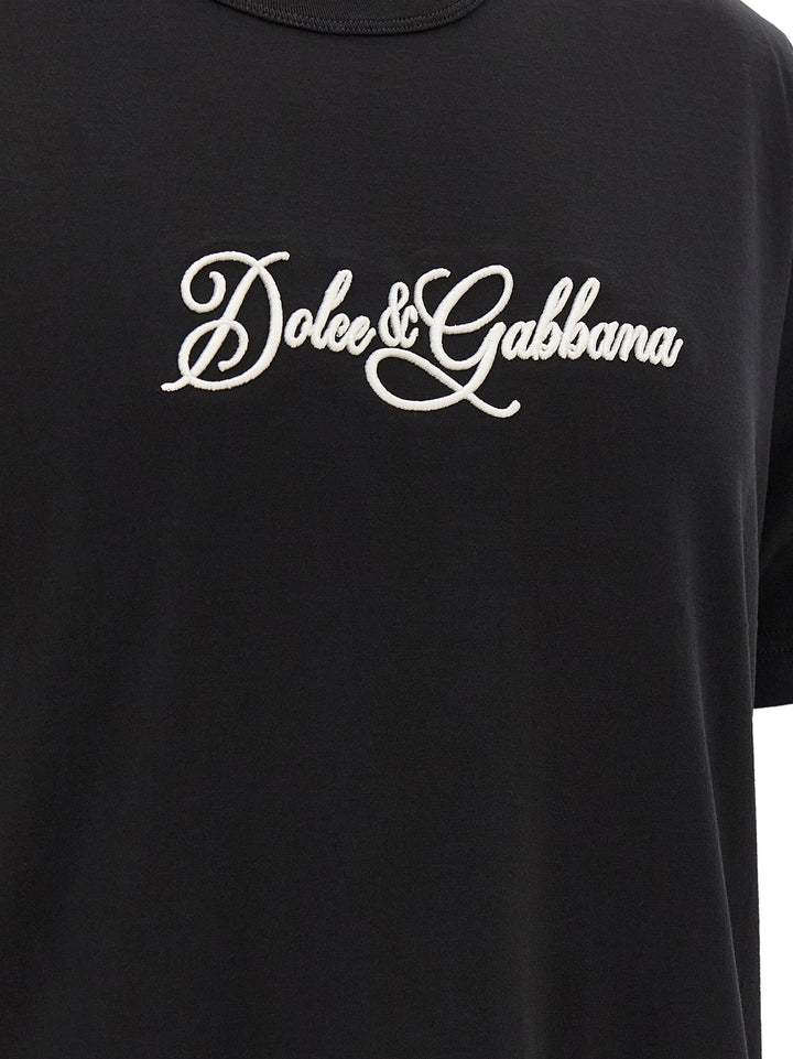 Dolce & Gabbana Logo Embroidery T-shirt - Black | 525c18a64ed541f68e08ca2aa74d56327951ae62