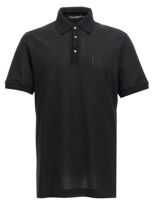 Logo Embroidery Shirt Polo Black