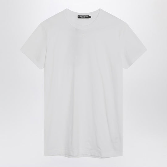 White T-Shirt With Logo Embroidery