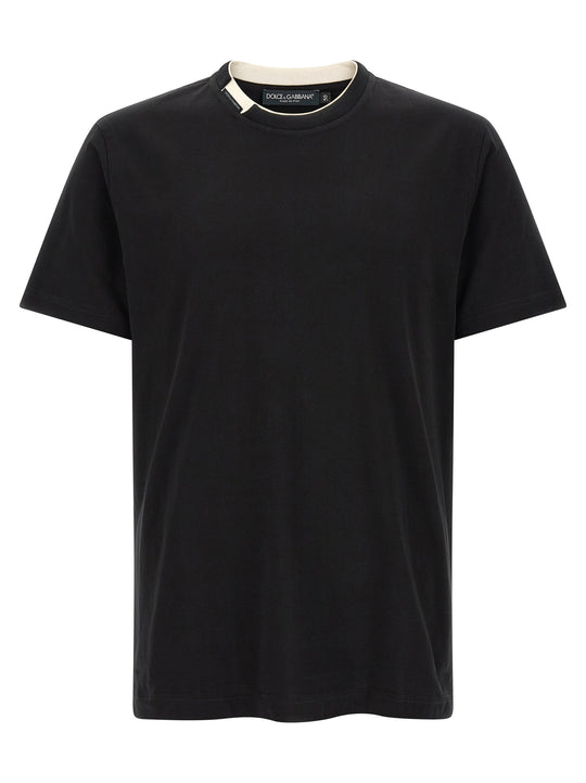 Double-Layer Collar T-Shirt Black