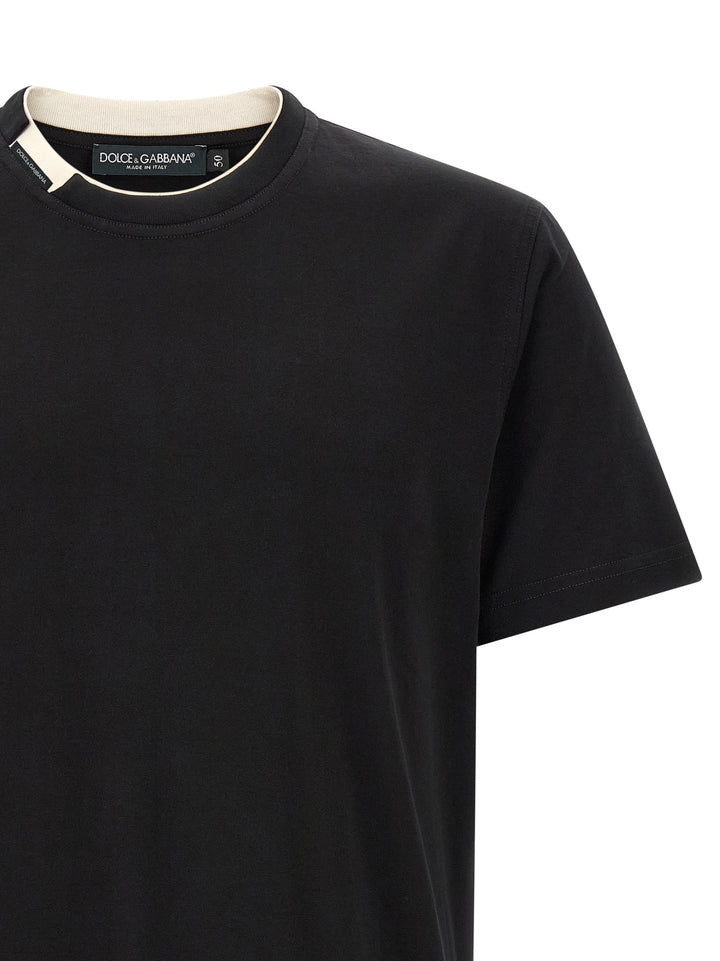 Dolce & Gabbana Double-Layer Collar T-shirt - Black | e90eb19784e0944e47f0d3592fd2f8ab66a78979