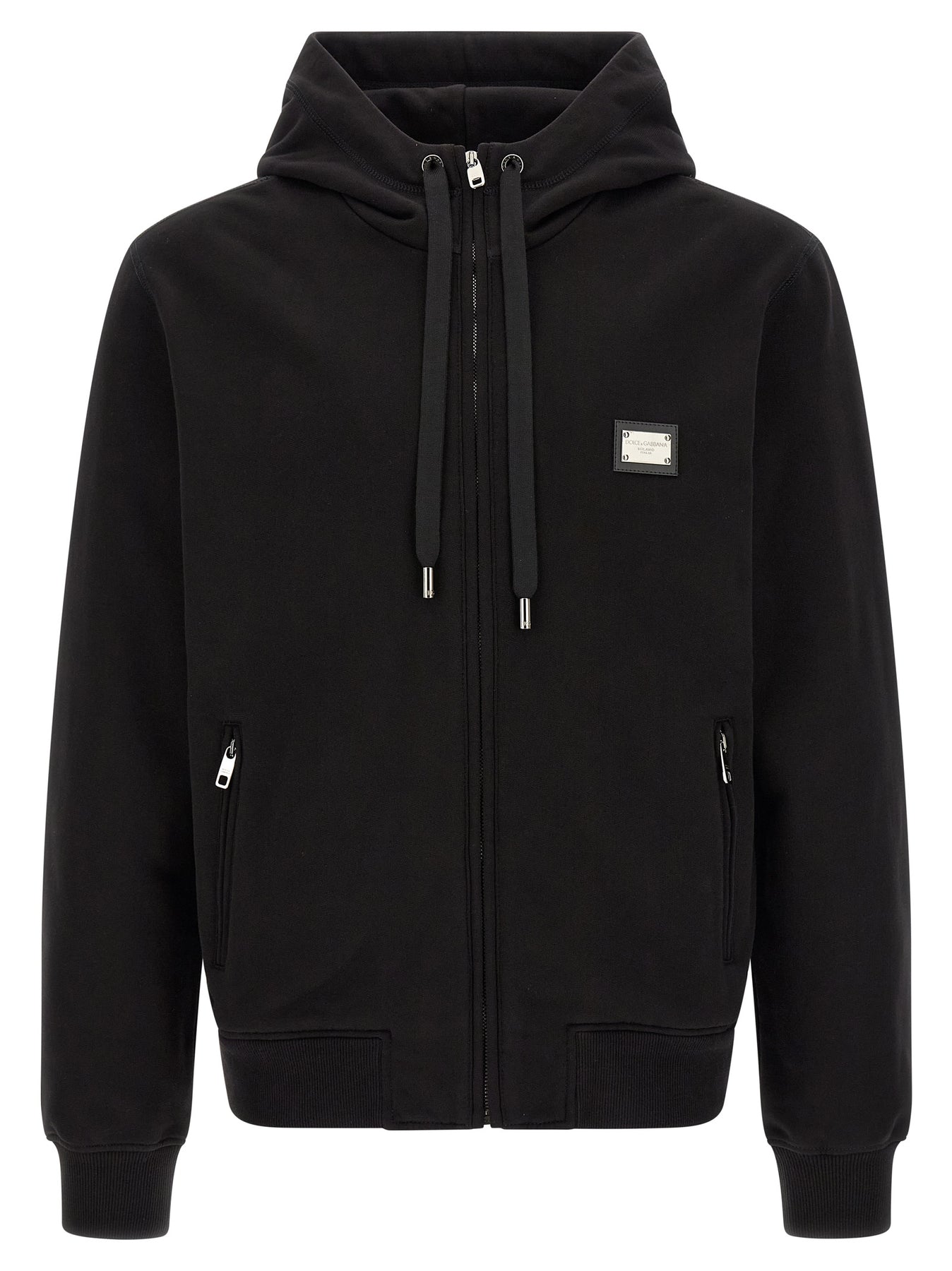 Dolce & Gabbana Logo Plaque Hoodie Sweatshirt - Black | c5e37a215cc5e8586dd27d6c4416ddf3c3c43a86