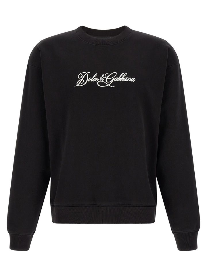 Dolce & Gabbana Logo Embroidery Sweatshirt - Black | 1800a872d804d597854da3b81a1b674bded7a77a