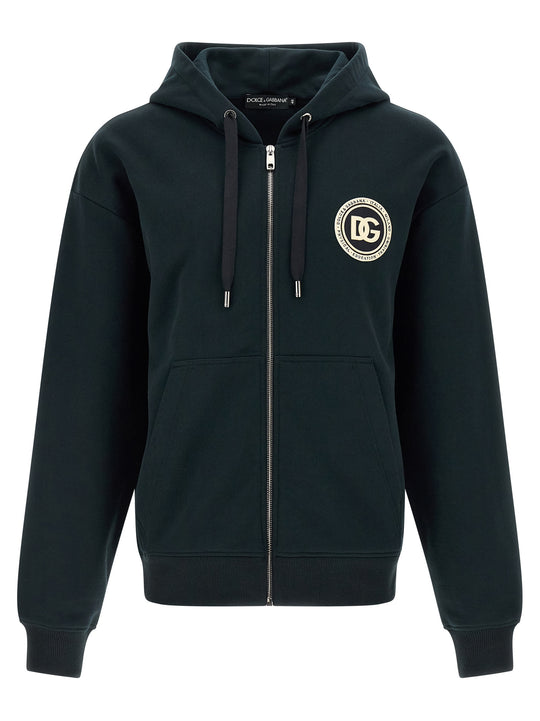Logo Patch Hoodie Sweatshirt Green