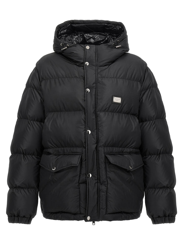 Dolce & Gabbana Logo Plate Down Jacket Puffer Jackets - Black | 9b5619e048df2885e01dc5192b9f8410d86b0399