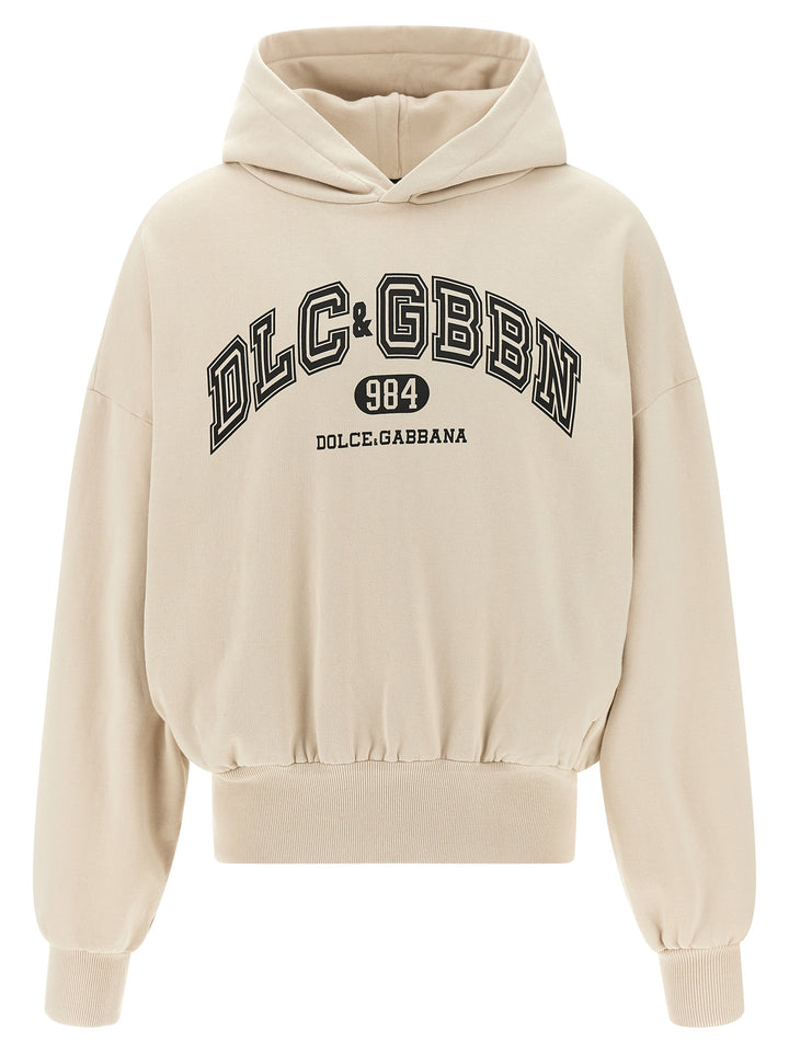 Dolce & Gabbana Logo Print Hoodie Sweatshirt - Beige | 97a68f78d90133574803ba30170e0e37c8da0766