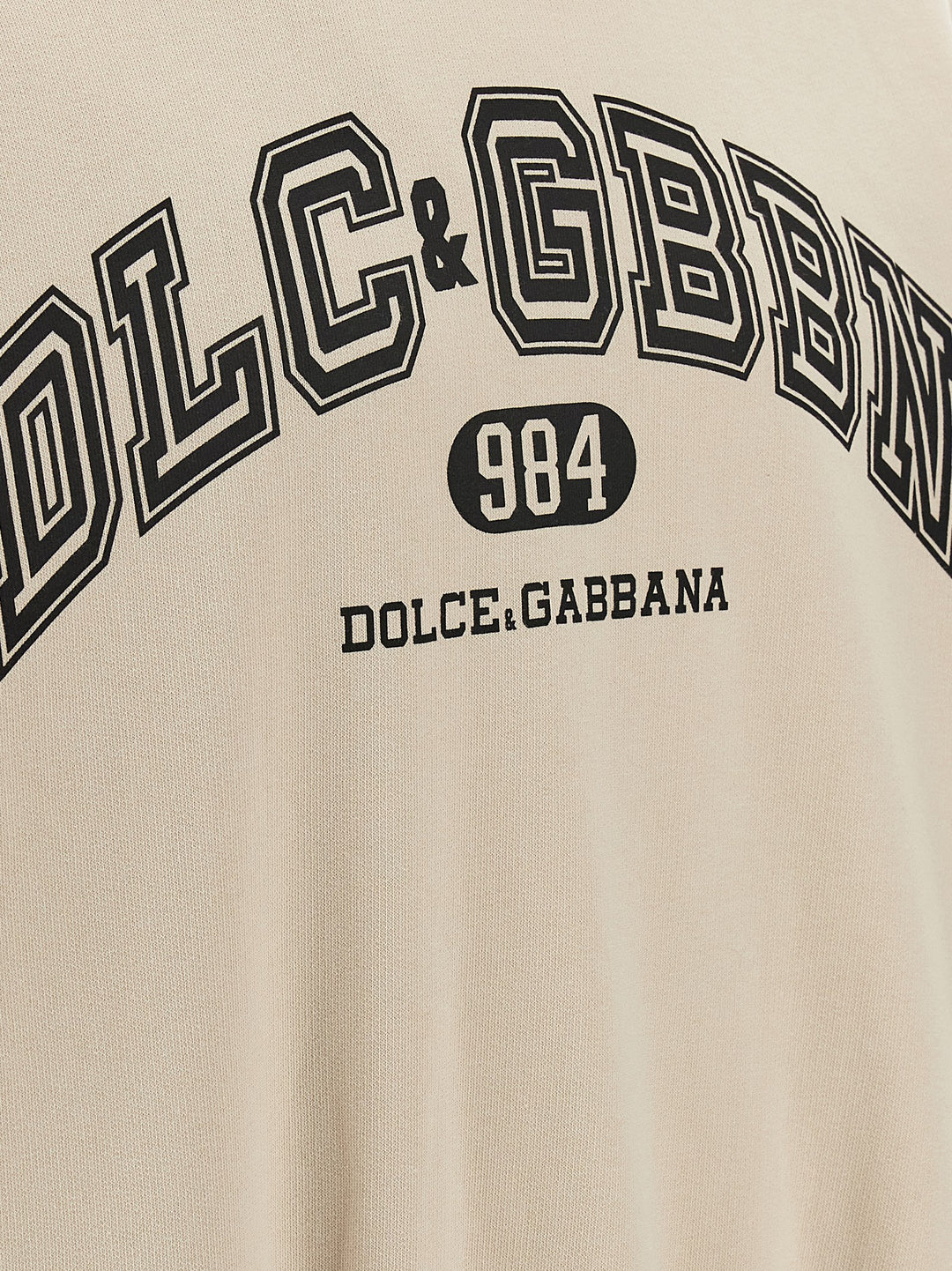 Dolce & Gabbana Logo Print Hoodie Sweatshirt - Beige | 06ac5b480e6bb9108b5e2322339287249db0fac1