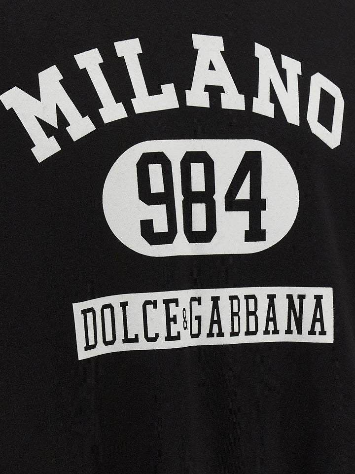 Dolce & Gabbana Flocked Print Hoodie Sweatshirt - White/Black | c34de2b97682a13fd171e129d09085caa1fa300e