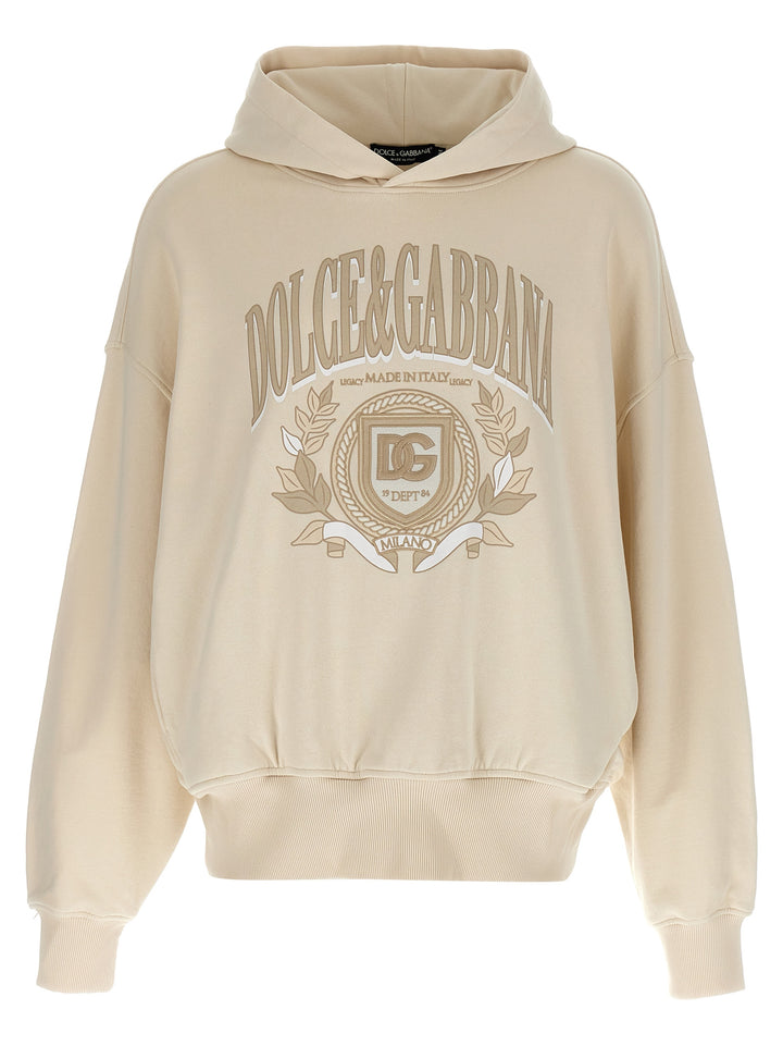 Dolce & Gabbana Embroidered Hoodie Sweatshirt - Beige | 56ad4f238e7f4ae4e5000eeabe646ecacdbb97c8