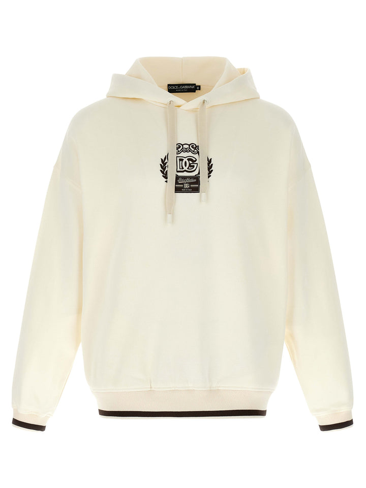 Dolce & Gabbana Logo Embroidery Hoodie Sweatshirt - White | a1267992ad82b27bac211fb274105ed0808c8e6b