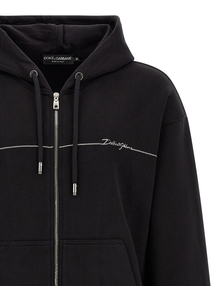 Dolce & Gabbana Logo Embroidery Hoodie Sweatshirt - Black | 07a4f8c2999b441988216afeb65fe8c3718d65e3