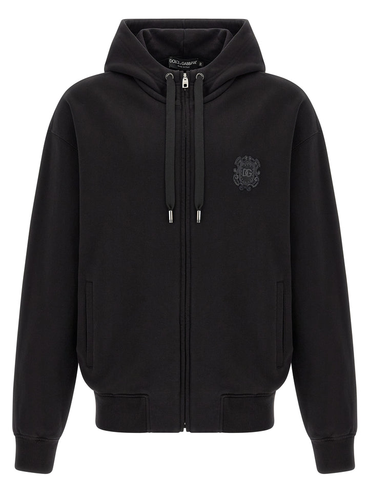 Dolce & Gabbana Coat Of Arms Logo Hoodie Sweatshirt - Black | 7ded843717c26c6db33b48be1b9c66cc501033bc