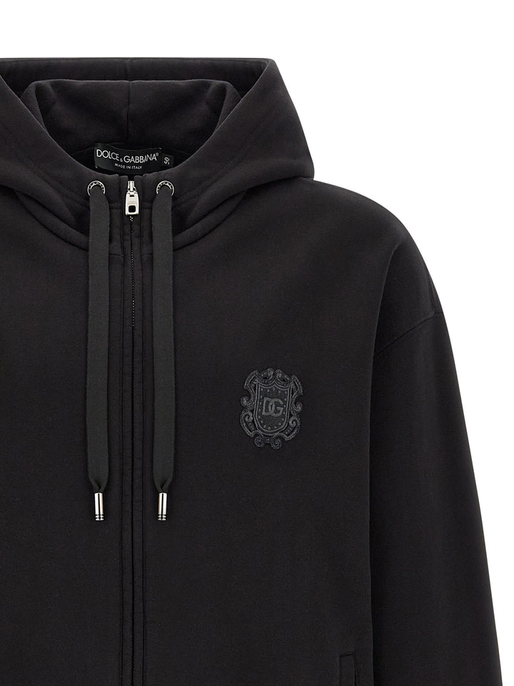 Dolce & Gabbana Coat Of Arms Logo Hoodie Sweatshirt - Black | 3489365f2d9689aadb615b99499f88290ee6b1c7