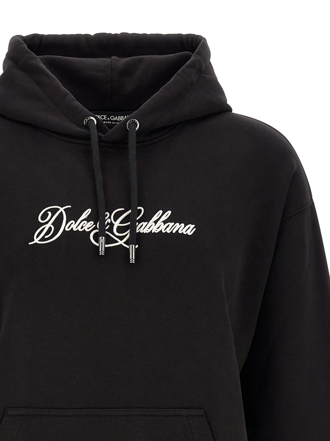 Dolce & Gabbana Logo Embroidery Hoodie Sweatshirt - Black | 2473e8dee256b8cd80e954b2d327fc587fed220f