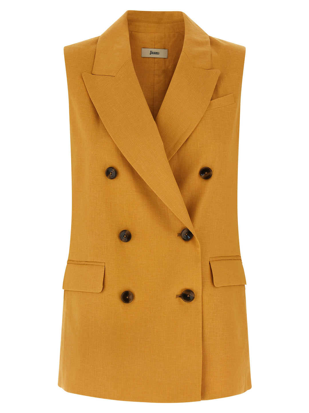 Herno Linen Vest Gilet - Yellow | e0c8bc59a811c576f3333304f4c044434cb45e1b