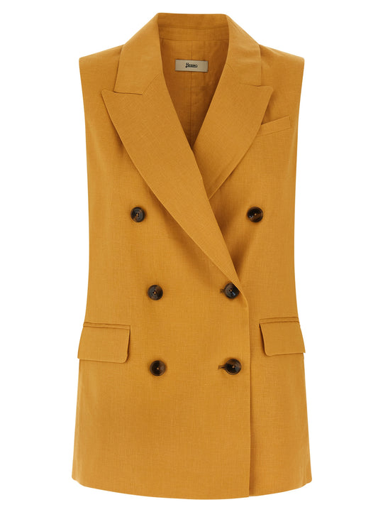 Linen Vest Gilet Yellow